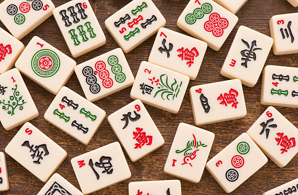 Mahjong tiles scattered